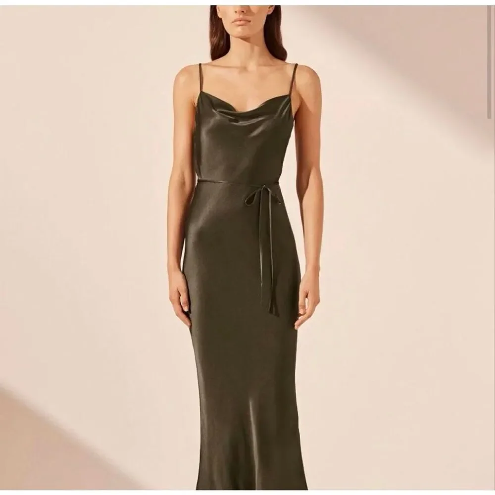 Shona Joy La Lune Bias Cowl Neck Midi Dress Size 2